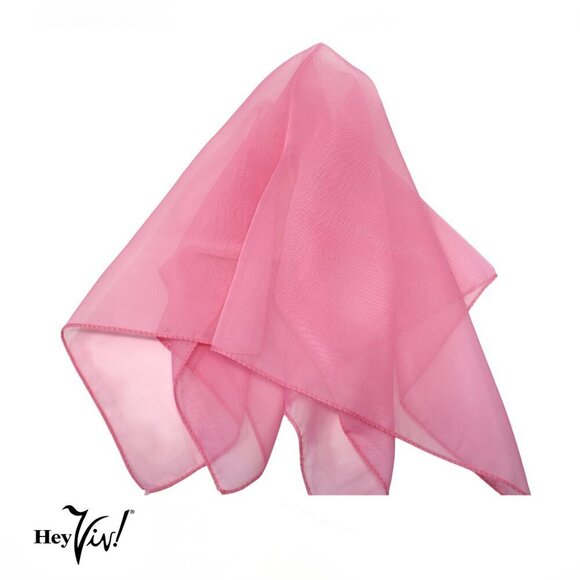 Pink Sheer Chiffon Scarf 50s Style for Head Neck Costume 21" Square - Hey Viv - Picture 5 of 7